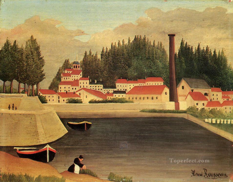 village near a factory 1908 Henri Rousseau Post Impressionism Naive Primitivism Oil Paintings